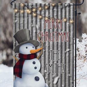 DIGITAL FILE Tin Snowman Merry Christmas Garden Flag Sublimation Template