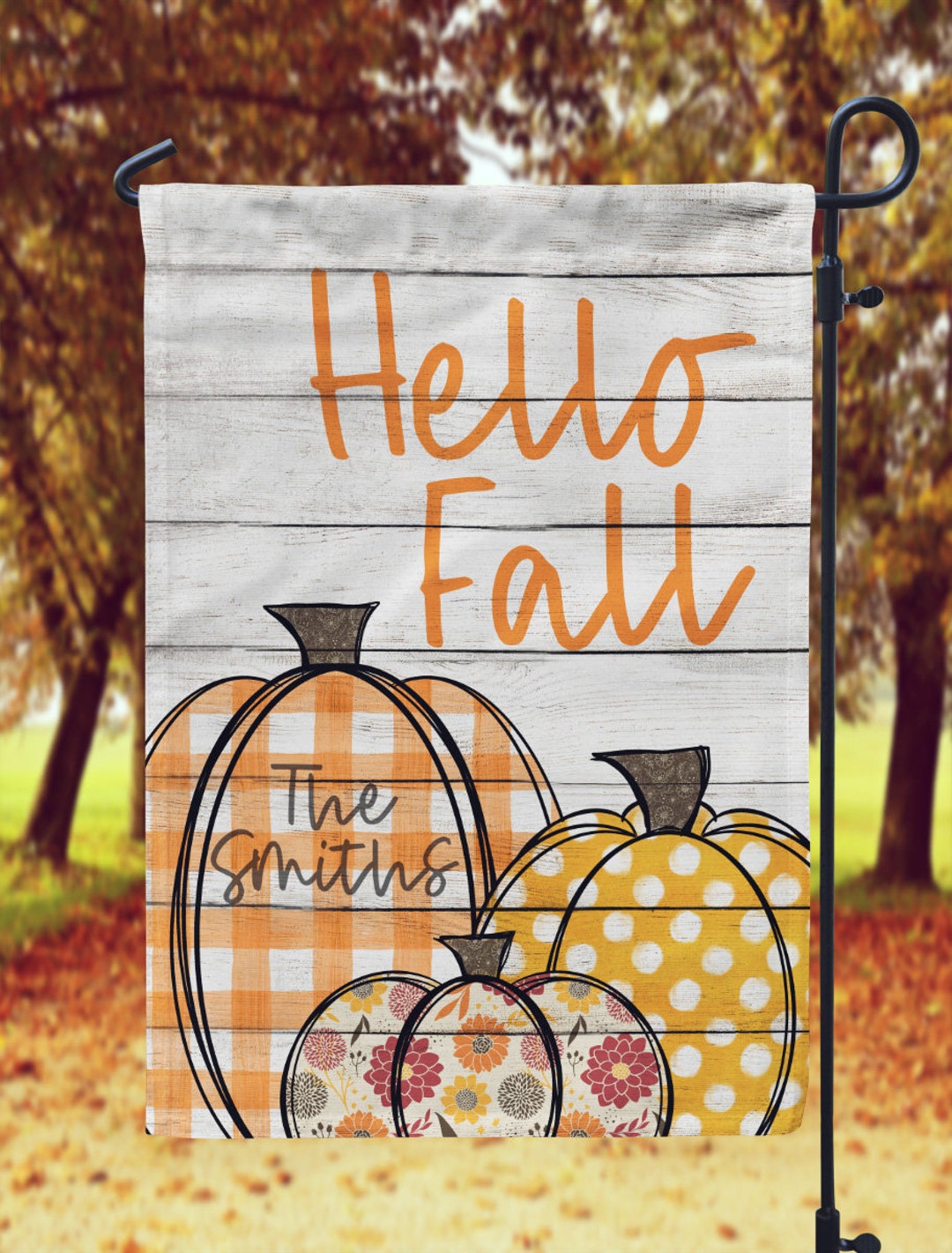 DIGITAL FILE Hello Fall Pumpkin Trip Wooden Look Garden Flag ...