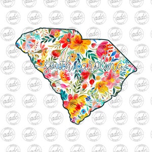 DIGITAL FILE Bright Floral State of South Carolina Sublimation Design