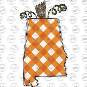 DIGITAL FILE State of Alabama Buffalo Plaid Pumpkin Sublimation Design