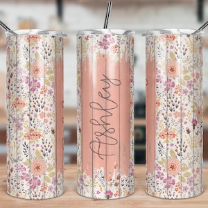DIGITAL FILE Wooden Wildflower Skinny Tumbler Sublimation Design