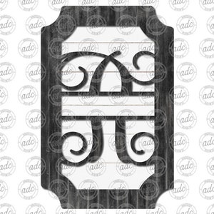 DIGITAL FILE Letter R Fancy Shaped Split Monogram Ribbon Holder Door Hanger Sublimation Design