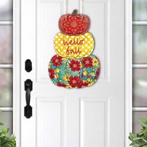 DIGITAL FILE Red and Teal Floral Fall Stacked Pumpkin Sublimation Design