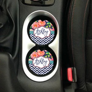 DIGITAL FILE Navy Floral Car Coaster Sublimation Template
