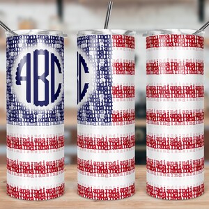 DIGITAL FILE State of Indiana American Flag Typography Skinny Tumbler Sublimation Design