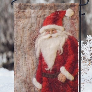 DIGITAL FILE Felt Jolly Santa Garden Flag Sublimation Template