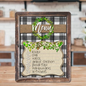 Dahey Menu Board for Kitchen Weekly Meal Planner Rustic Wood Board with  Clips, Farmhouse Signs Wall Decor, Chalkboard Display Fridge Decor, Brown,  Small