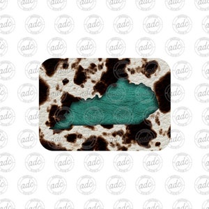 DIGITAL FILE State of Kentucky Cow Print Turquoise Leather Look Patch Sublimation Design