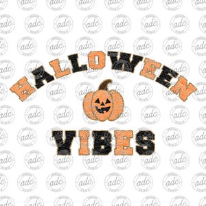DIGITAL FILE Halloween Vibes Jack O Lantern Pumpkin Faux Chenille Patch Sublimation Design
