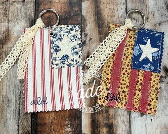 DIGITAL FILE In the Hoop American Flag Bag Tag Embroidery File