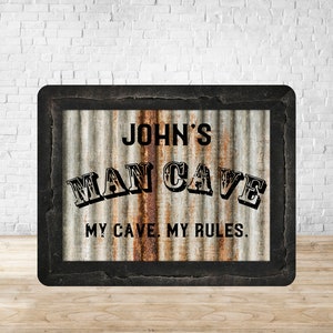 DIGITAL FILE Rusty Corrugated Tin and Wooden Man Cave Sign Dry Erase Board Sublimation Design Template