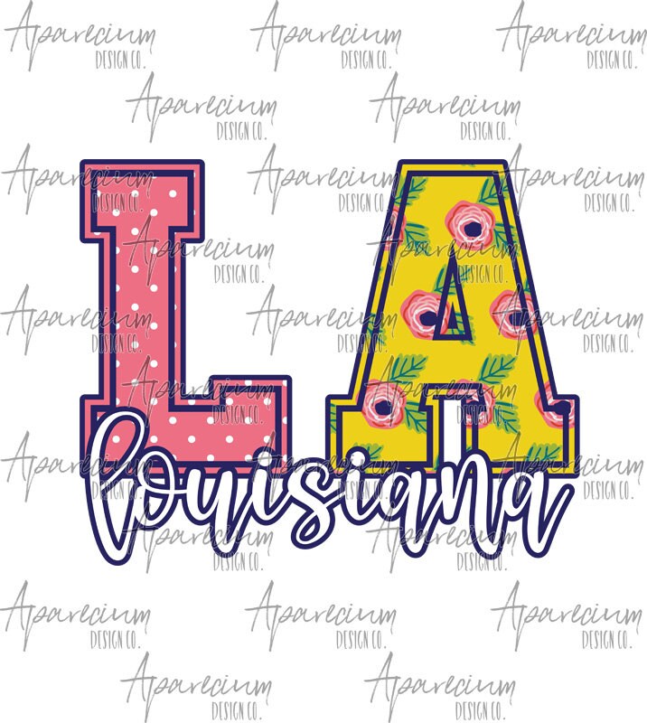 Colorful Floral Louisiana State Abbreviation Sublimation Etsy