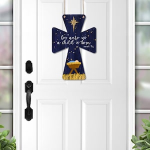 DIGITAL FILE Nativity Cross Door Hanger Sublimation Design