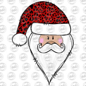 DIGITAL FILE Red Leopard Print Santa Christmas Sublimation Design