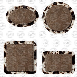 DIGITAL FILE Brown Cow Print Leather Look Patch Sublimation Design Bundle