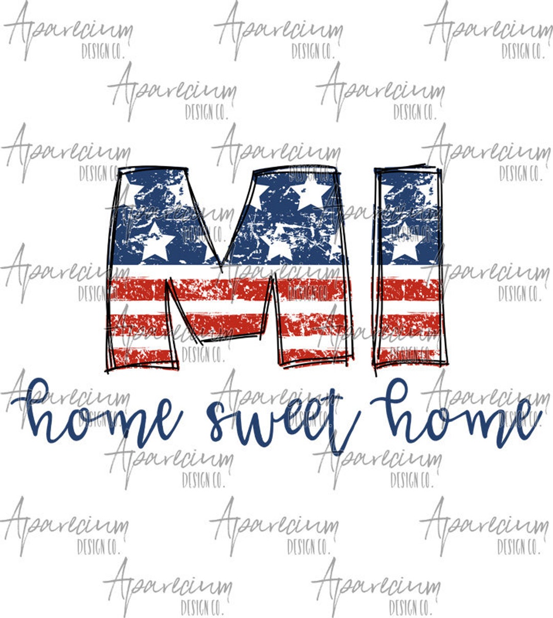 DIGITAL FILE Distressed American Flag Michigan State Abbreviation Home
