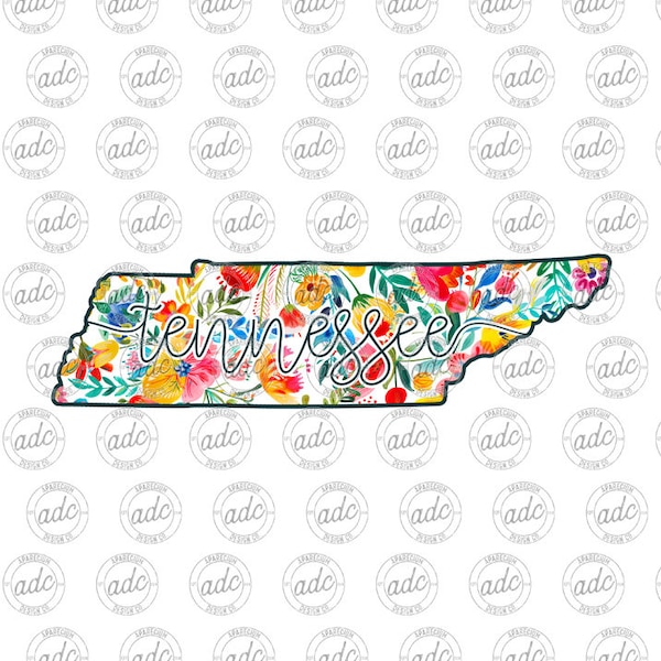 DIGITAL FILE Bright Floral State of Tennessee Sublimation Design