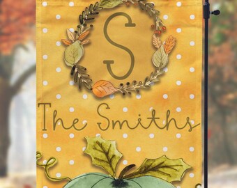 DIGITAL FILE Watercolor Fall Polka Dot Pumpkin Garden Flag Sublimation Template