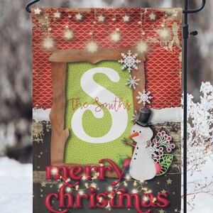 DIGITAL FILE Whimsy Snowman Merry Christmas Garden Flag Sublimation Template