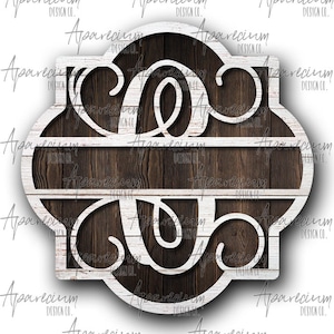 DIGITAL FILE White Shiplap Split Monogram C Quatrefoil Door Hanger Sublimation Design