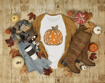DIGITAL FILE Polka Dot Pumpkin Fall Sublimation Design