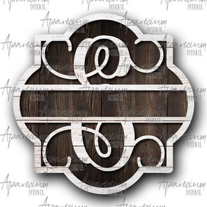 DIGITAL FILE White Shiplap Split Monogram E Quatrefoil Door Hanger Sublimation Design