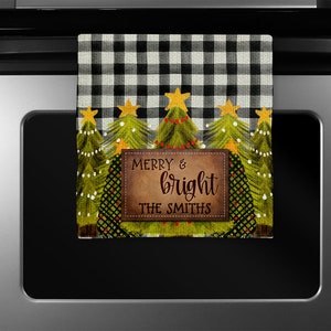 FILE DIGITALE Toppa in pelle con motivo a quadri Buffalo Merry and Bright, albero di Natale, design a sublimazione