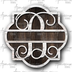 DIGITAL FILE White Shiplap Split Monogram B Quatrefoil Door Hanger Sublimation Design