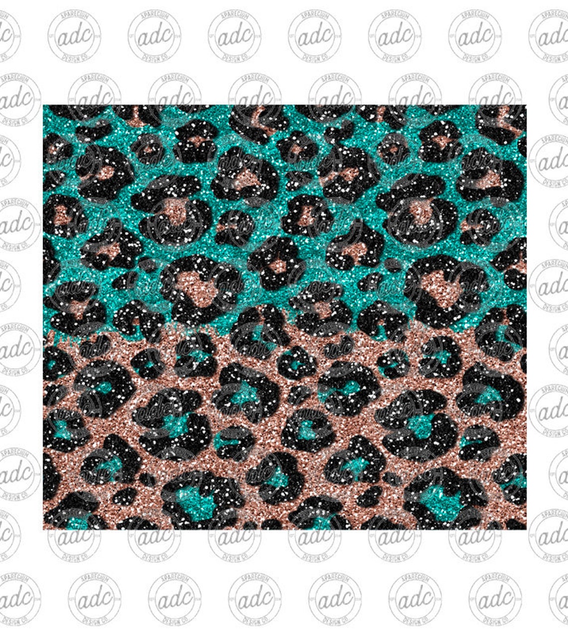 Turquoise and Rose Gold Glitter Leopard Print Skinny Tumbler Etsy