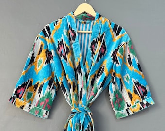 Handmade Beautiful Velvet Coat, Reversible Jacket Winter Robe, Gift For Her, Dressing gown, Bridal Robe, Cotton Velvet Jacket, velvet Kimono