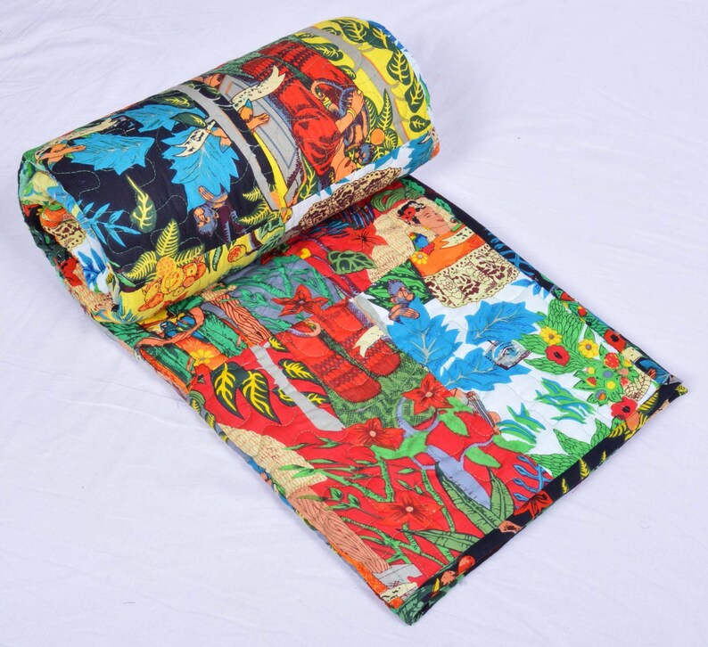 Baby Quilt Printed Natural Quilt Cotton Filling Quilts Ethnic Etsy