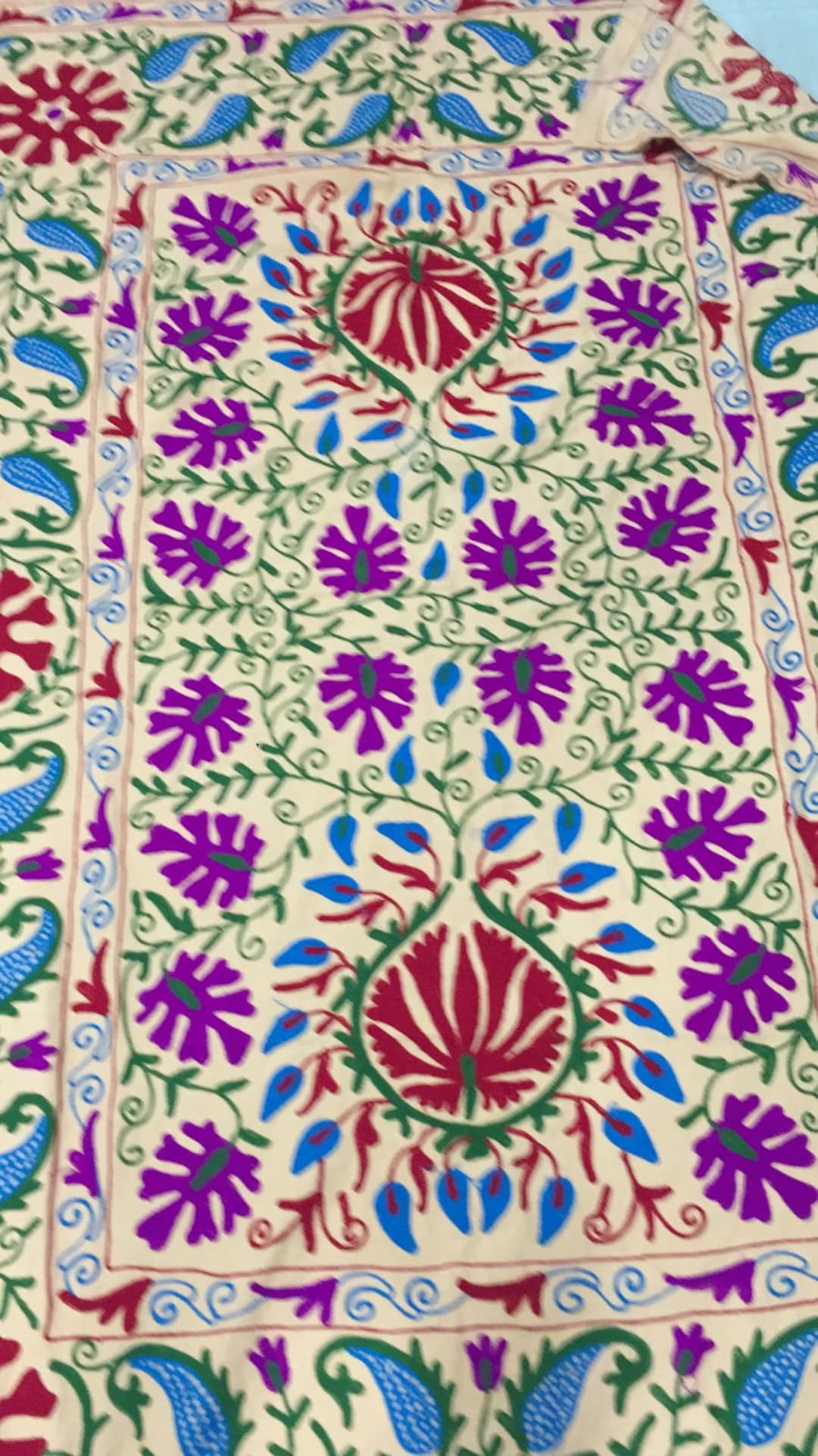 Cotton Suzani Throw Blanket Hand Embroidery Bed Sheet Etsy