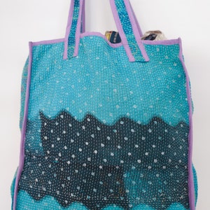 Vintage Kantha Quilted Tote Bag: Handmade Organic Cotton Accessory