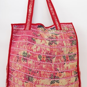 Vintage Kantha Tote Bag: Handmade Quilted Cotton Accessory