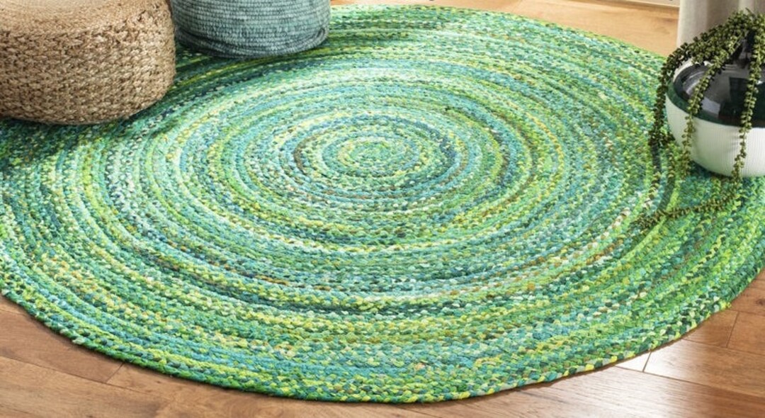 Bohemian Colorful Cotton Area Rugs Hand Braided Round Rugs Multi Color Home Decor Rugs Bohemian