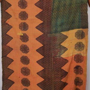 Edredón Kantha vintage, manta de algodón india hecha a mano, colcha bohemia reversible, manta de patchwork