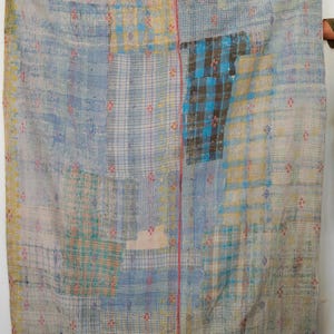 Handmade Vintage Kantha Quilt Indian Patchwork Blanket Reversible Bedspread