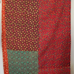 Vintage Kantha Quilt Handmade Indian Cotton Blanket Boho Bedspread Reversible Throw