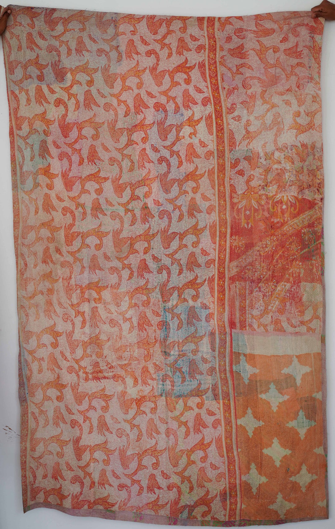 Rajasthani Vintage Kantha Quilt Indian Reversible Sari Kantha Etsy