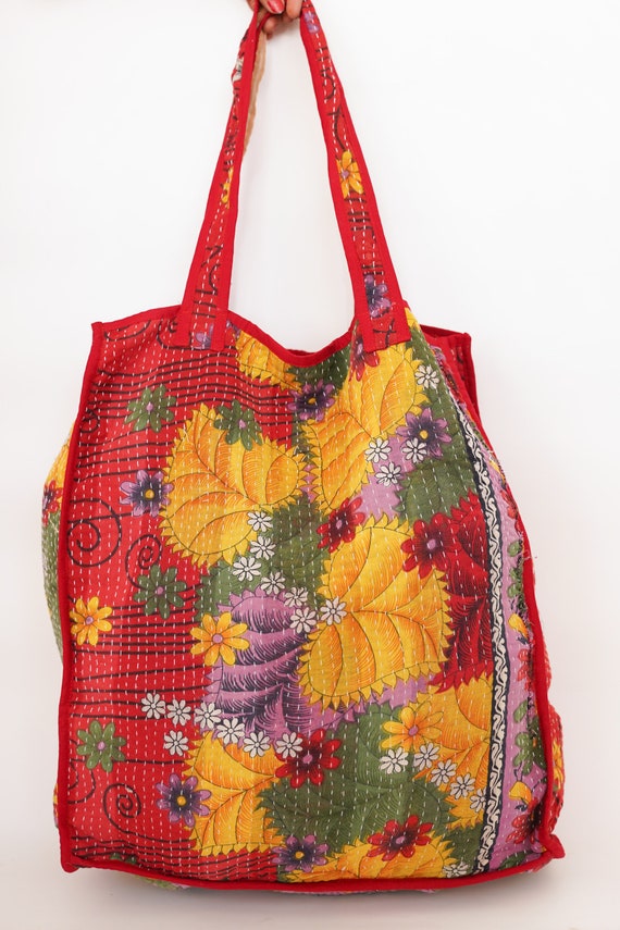 Antique Vintage Kantha Accessories Bag Handmade D… - image 1