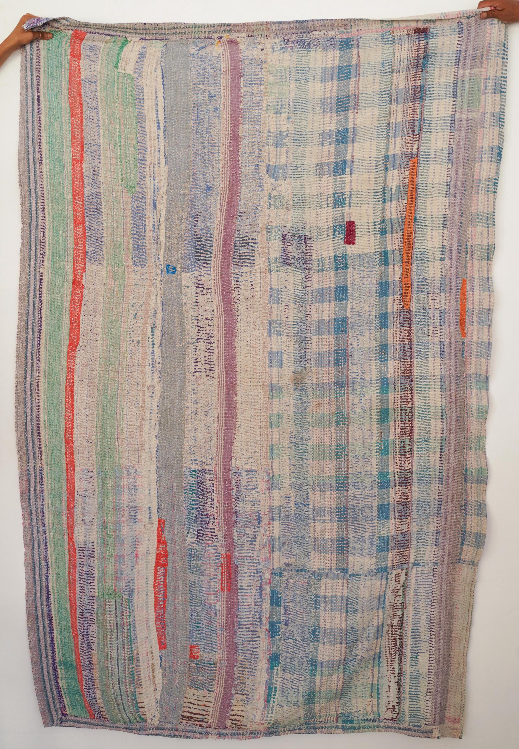 Very High Quality Old Vintage Kantha Quilt, Vintage Throw, Reversible Kantha Blanket, Vintage Cotton Blanket, Kantha Quilt