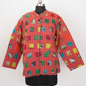 XL Size Christmas Gift Boho Vintage Kantha Winter Jackets Indian Style Cotton Jackets Bohemian Handmade Jackets Unisex Patchwork Jackets