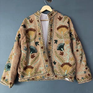 Handmade Cotton Suzani Jacket: Embroidered Kimono Robe