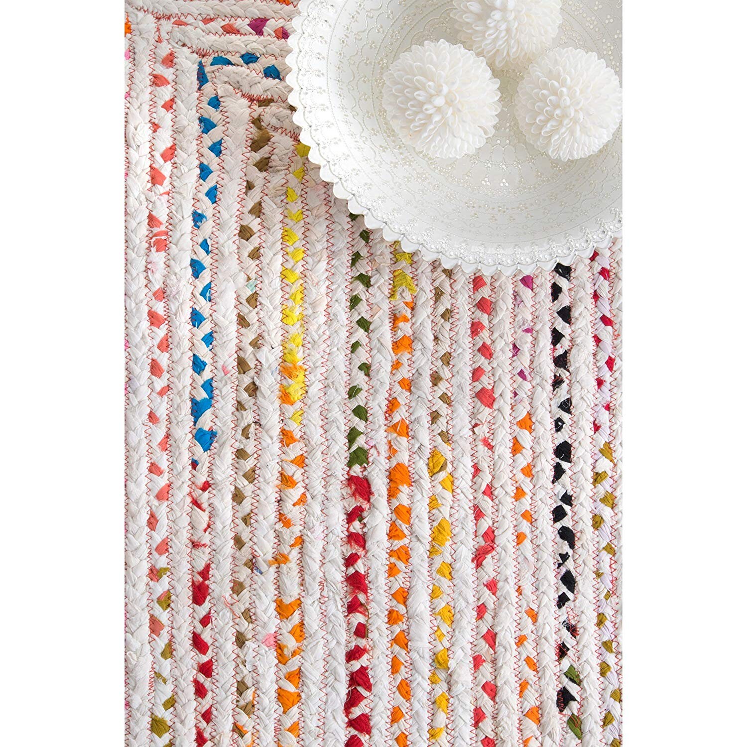 Multi-color Rectangle Rugs Indian Handmade Cotton Purely Yoga - Etsy