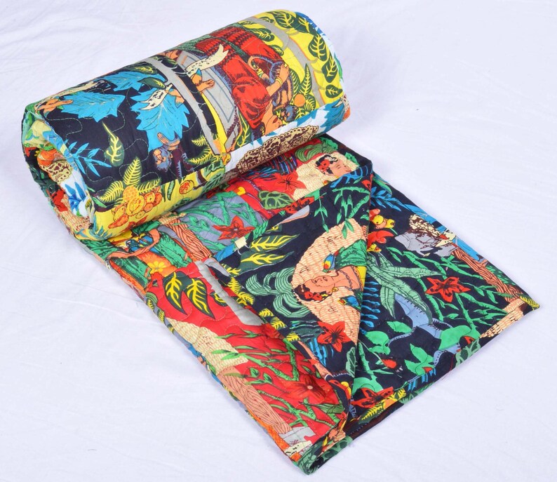 Baby Quilt Printed Natural Quilt Cotton Filling Quilts Ethnic Etsy