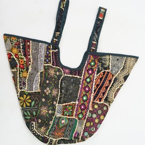 Embroidered Mirror Work Vintage Banjara Tote Bag Elegant Colorful Cotton Bohemian Bag Traditional Handmade Bag Antique Jaipuri Hand Work Bag