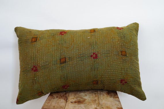 30X50CM Vintage Kantha Christmas Pillow Cover Indian Bohemian Patchwork Kantha Pillow Cover For Christmas Gift Antique Kantha Throw Pillow