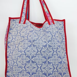 Vintage Kantha Quilted Tote Bag: Handmade Organic Cotton Accessory