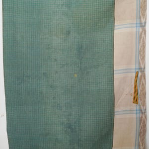 Patchwork Vintage Kantha Quilt, Handmade Cotton Throw, Reversible Indian Bedspread, Rustic Blanket