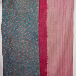 Vintage-Steppdecke aus Indien, Kantha-Baumwolldecke, handgefertigte Patchworkdecke, wendbare Boho-Tagesdecke